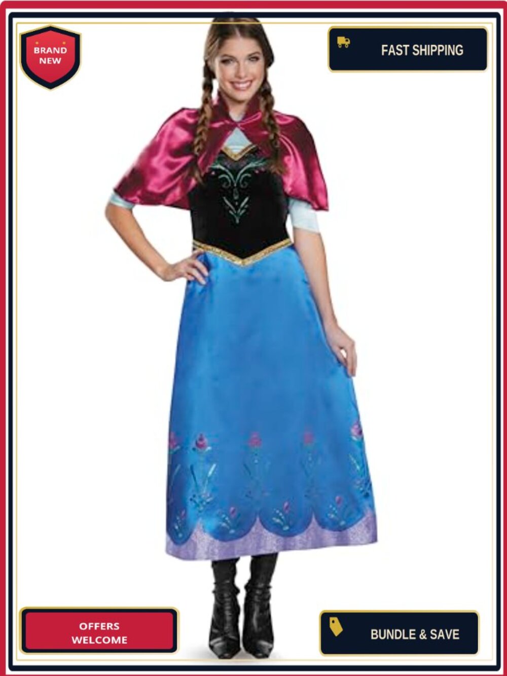 Disguise Anna Traveling Deluxe Adult Costume Dress Halloween Pretend Play